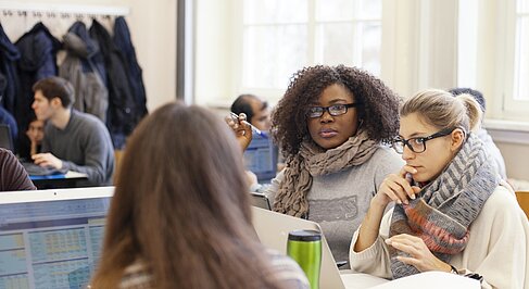 Student in discussion