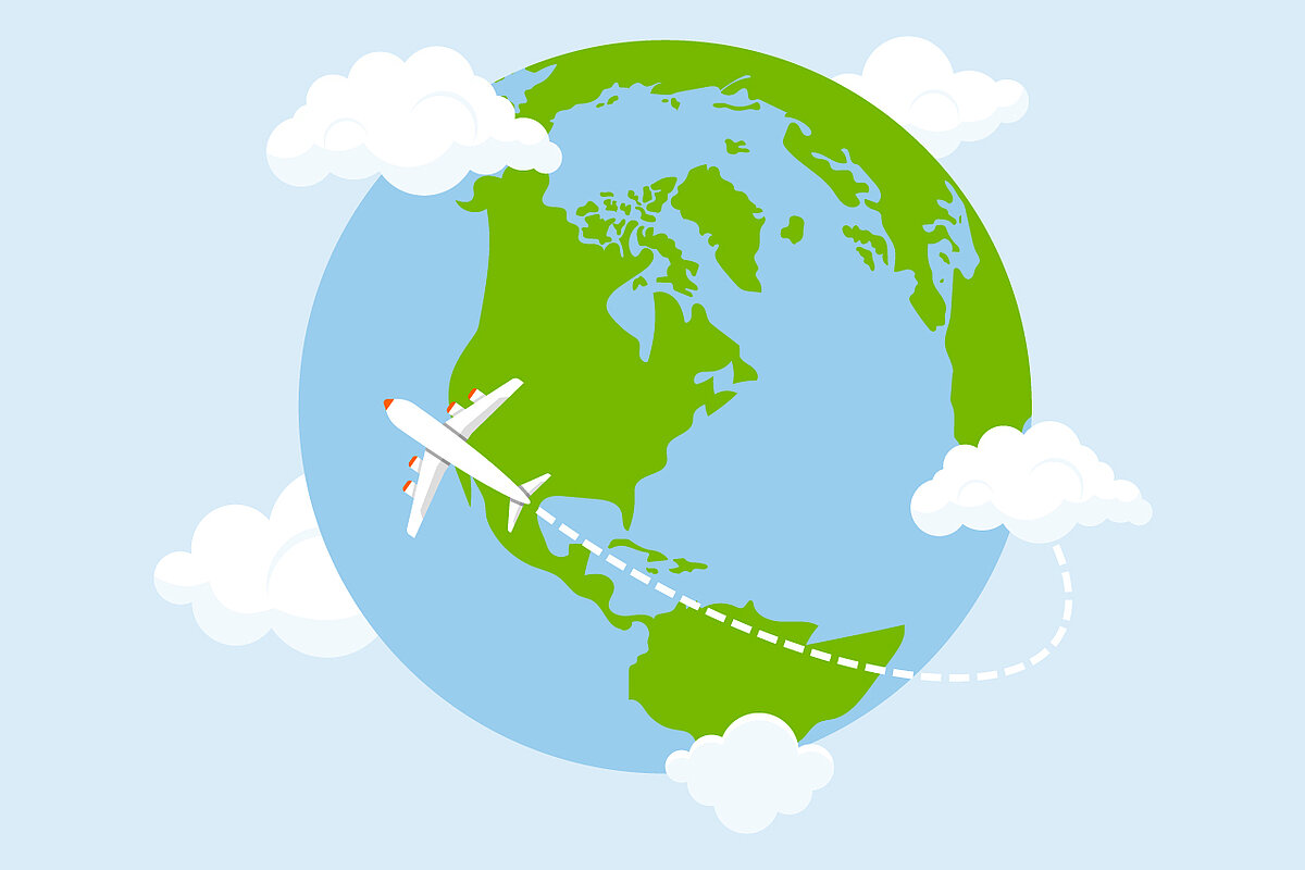 Globe with airplane