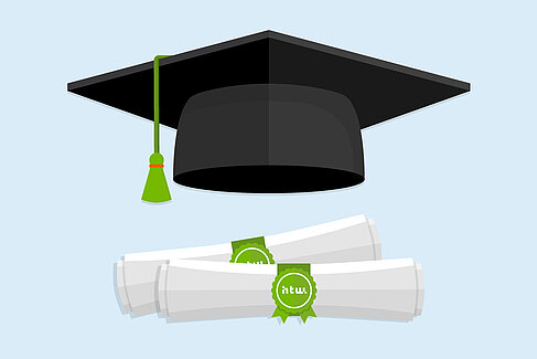 Graduation hat with two diplomas